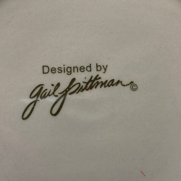 2 Gail Pittman Provence Salad Plates, Green Blue Abstract Swirl - Picture 3 of 3